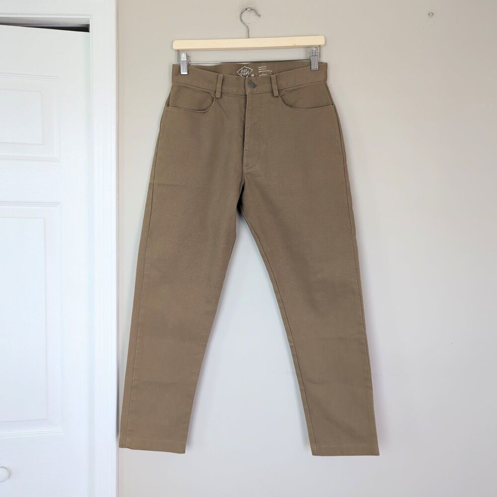 Alex Crane Men's Brown Canvas Cham Button Fly Pants Size 28 100% Cotton